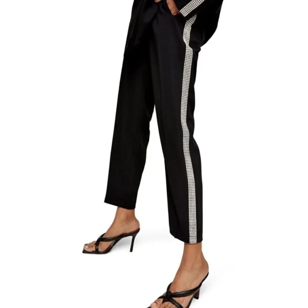 Topshop Diamante Trousers High Rise  Black Size 2